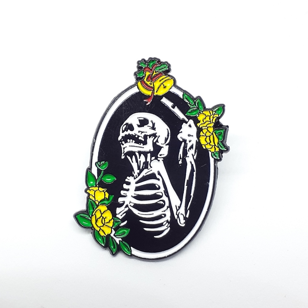 Skeleton portrait enamel pin